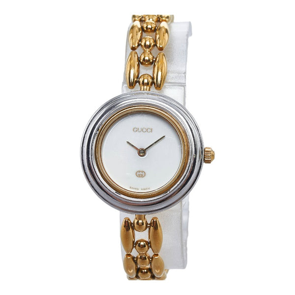 グッチ チェンジベゼル 腕時計 11 12 クオーツ ホワイト文字盤 メッキ レディース GUCCI 【中古】