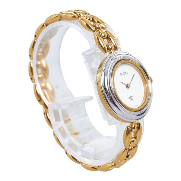 グッチ チェンジベゼル 腕時計 11 12 クオーツ ホワイト文字盤 メッキ レディース GUCCI 【中古】