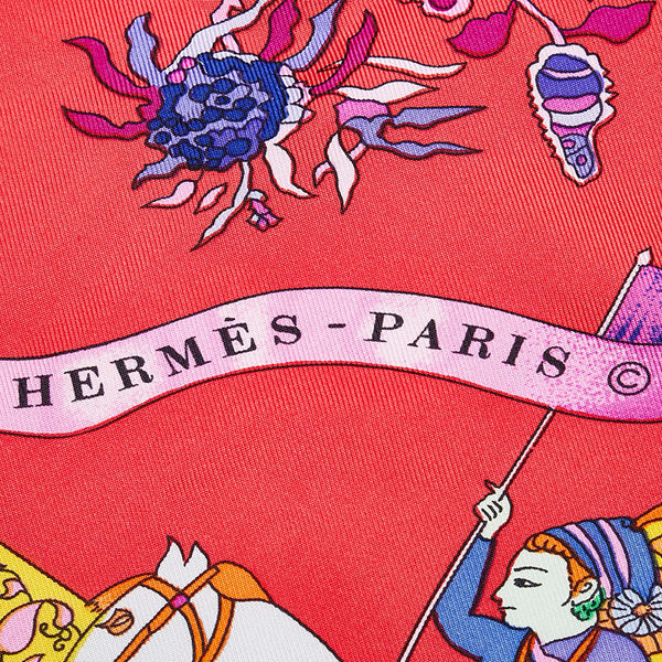 エルメス カレ90 fantaisies indiennes 眩惑のインド スカーフ ピンク マルチカラー シルク レディース HERMES 【中古】