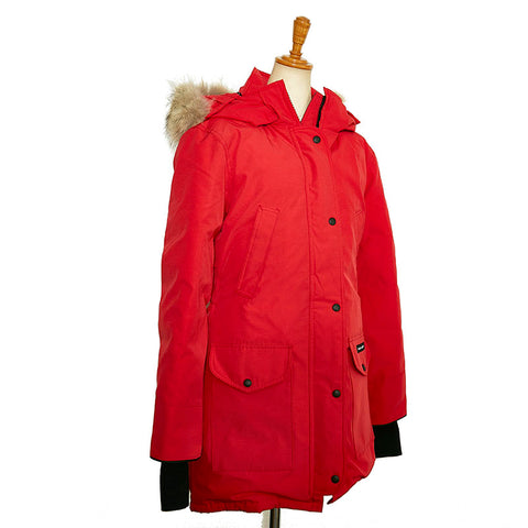 カナダグース トリリウムパーカー ファー ダウンジャケット アウター コート 6550L レッド ポリエステル コットン ダウン フェザー レディース CANADA GOOSE 【中古】