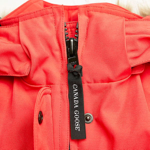 カナダグース トリリウムパーカー ファー ダウンジャケット アウター コート 6550L レッド ポリエステル コットン ダウン フェザー レディース CANADA GOOSE 【中古】