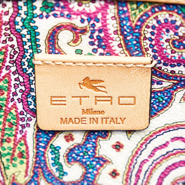 エトロ ペイズリー トートバッグ ショルダーバッグ  ホワイト マルチカラー PVC レザー レディース ETRO 【中古】