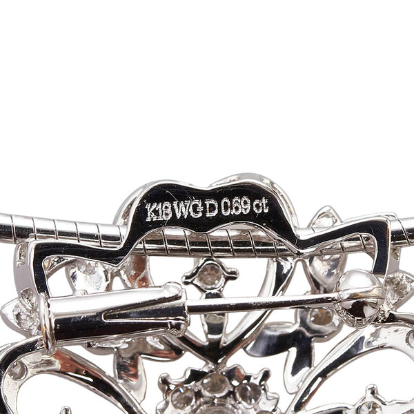 K18WG ホワイトゴールド ダイヤ0.69ct ネックレス ペンダント 2WAY レディース 【中古】