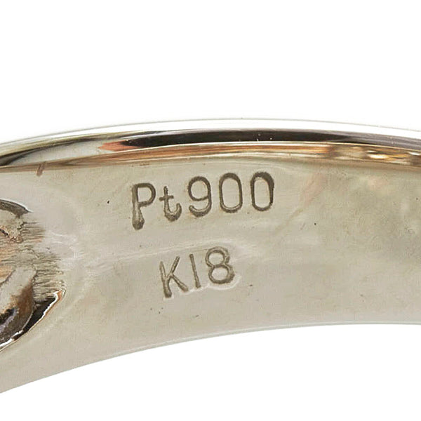 Pt900 プラチナ K18PG ピンクゴールド コンビ ブラウンダイヤ0.64ct リング 指輪 レディース 9.5号 【中古】