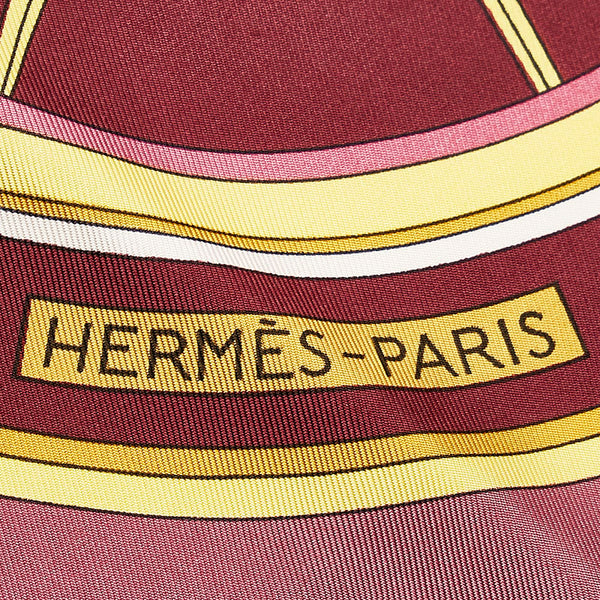 エルメス カレ90 WASHINGTON’S CARRIAGE ジョージワシントンの馬車 スカーフ ピンク マルチカラー シルク レディース HERMES 【中古】