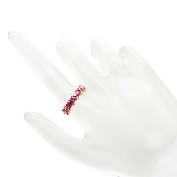 K18YG イエローゴールド ルビー1.16ct ダイヤ0.20ct リング 指輪 レディース 12号 【中古】