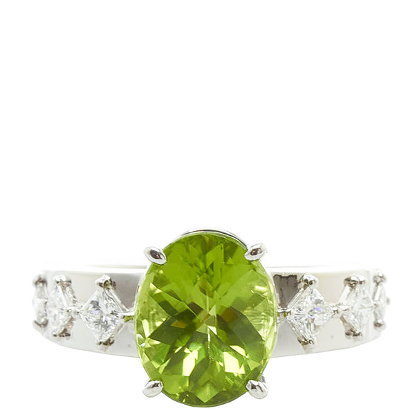 タサキ K18WG ホワイトゴールド ペリドット4.18ct ダイヤ0.48ct リング 指輪 レディース TASAKI 14号 【中古】