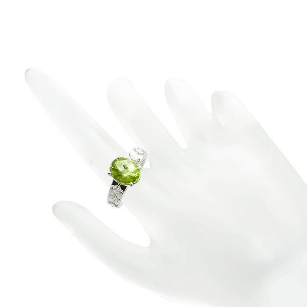 タサキ K18WG ホワイトゴールド ペリドット4.18ct ダイヤ0.48ct リング 指輪 レディース TASAKI 14号 【中古】