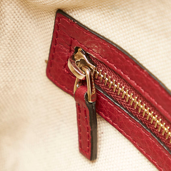 グッチ GGキャンバス ミニボストンバッグ ショルダーバッグ 2WAY 269876 レッド ベージュ キャンバス レザー レディース GUCCI 【中古】