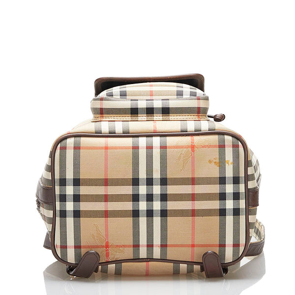 バーバリー ノバチェック シャドーホース リュック バックパック ベージュ　ブラウン キャンバス レザー レディース BURBERRY 【中古】