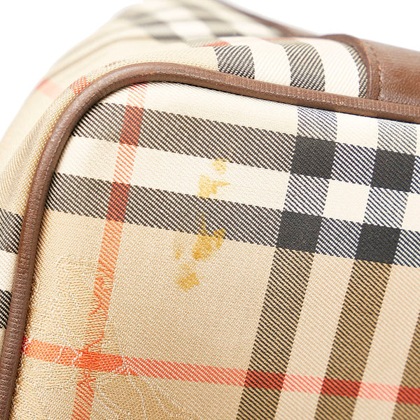 バーバリー ノバチェック シャドーホース リュック バックパック ベージュ　ブラウン キャンバス レザー レディース BURBERRY 【中古】