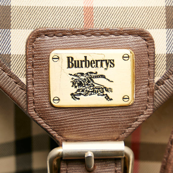 バーバリー ノバチェック シャドーホース リュック バックパック ベージュ　ブラウン キャンバス レザー レディース BURBERRY 【中古】