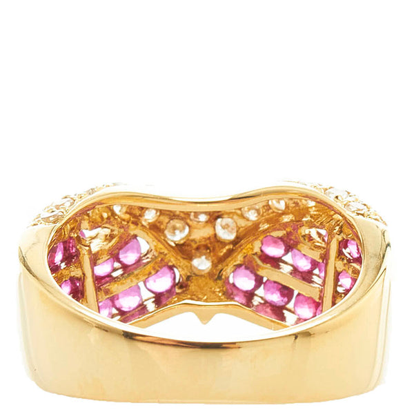 K18YG イエローゴールド ルビー0.99ct ダイヤ0.40ct リング 指輪 レディース 11号 【中古】