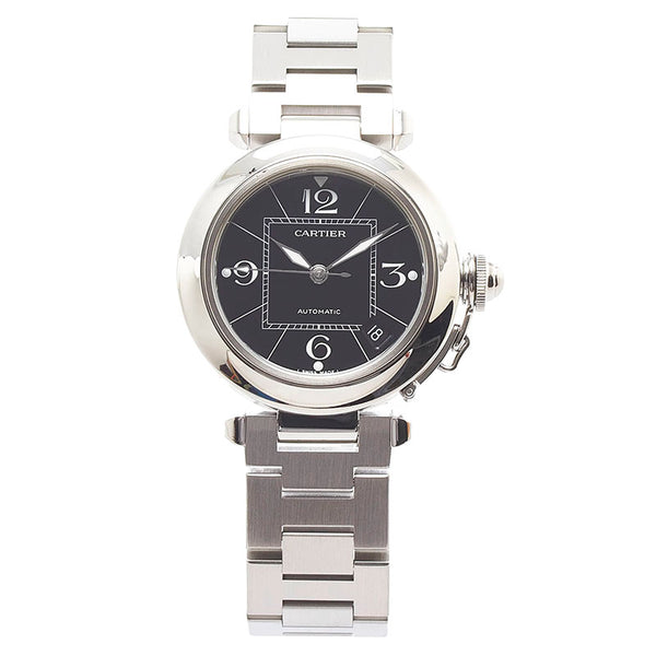 カルティエ パシャC デイト 腕時計 W31076M7 自動巻き(手巻付き) ブラック文字盤 ステンレススチール メンズ CARTIER 【中古】