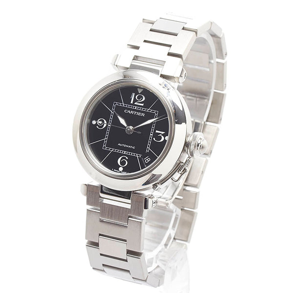 カルティエ パシャC デイト 腕時計 W31076M7 自動巻き(手巻付き) ブラック文字盤 ステンレススチール メンズ CARTIER 【中古】