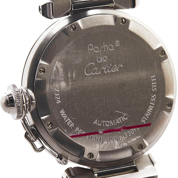 カルティエ パシャC デイト 腕時計 W31076M7 自動巻き(手巻付き) ブラック文字盤 ステンレススチール メンズ CARTIER 【中古】