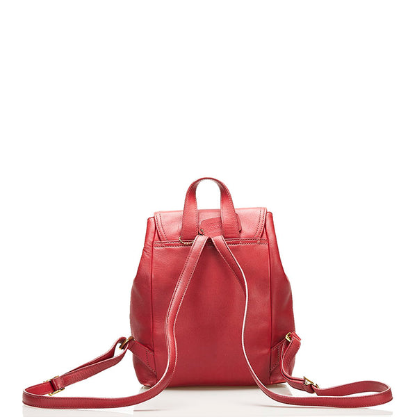 コーチ リュック デイパック 9858 レッド レザー レディース COACH 【中古】