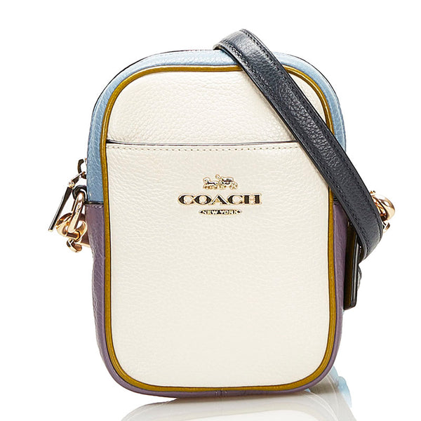 コーチ 斜め掛け ショルダーバッグ ホワイト パープル ブルー レザー レディース COACH 【中古】