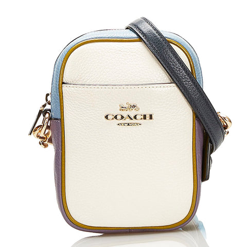 コーチ 斜め掛け ショルダーバッグ ホワイト パープル ブルー レザー レディース COACH 【中古】