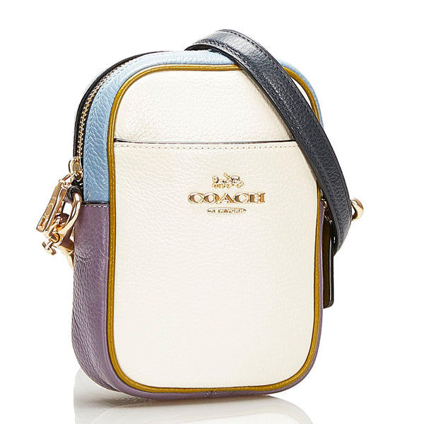 コーチ 斜め掛け ショルダーバッグ ホワイト パープル ブルー レザー レディース COACH 【中古】