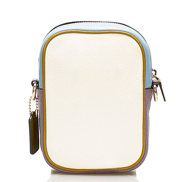 コーチ 斜め掛け ショルダーバッグ ホワイト パープル ブルー レザー レディース COACH 【中古】