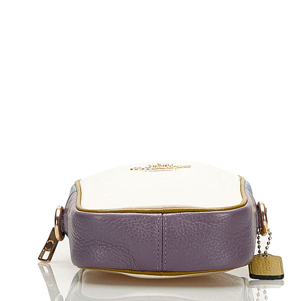 コーチ 斜め掛け ショルダーバッグ ホワイト パープル ブルー レザー レディース COACH 【中古】