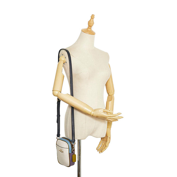 コーチ 斜め掛け ショルダーバッグ ホワイト パープル ブルー レザー レディース COACH 【中古】