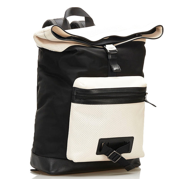 コーチ パンチング リュック バックパック F56662 ブラック アイボリー レザー レディース COACH 【中古】