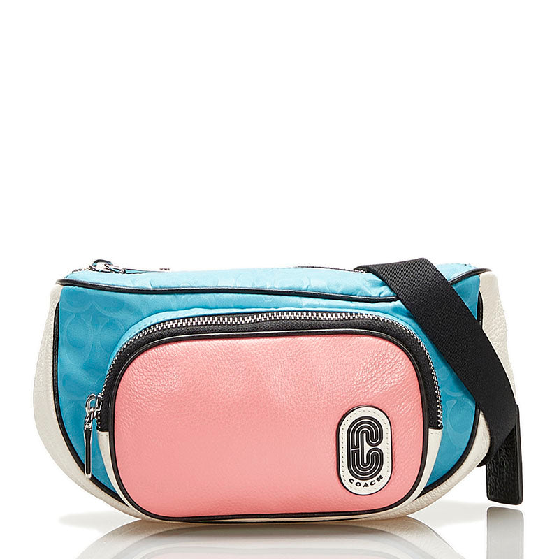 コーチ ボディバッグ ウエストバッグ C2047 ピンク ブルー レザー ナイロン レディース COACH 【中古】