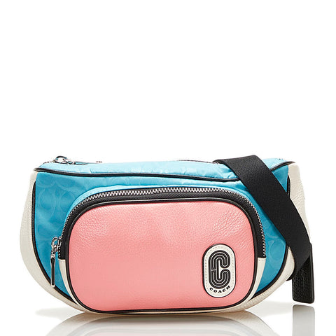 コーチ ボディバッグ ウエストバッグ C2047 ピンク ブルー レザー ナイロン レディース COACH 【中古】