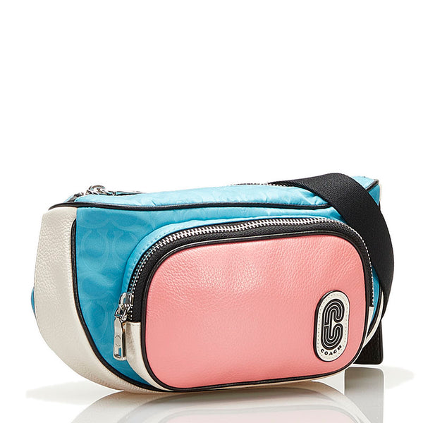 コーチ ボディバッグ ウエストバッグ C2047 ピンク ブルー レザー ナイロン レディース COACH 【中古】