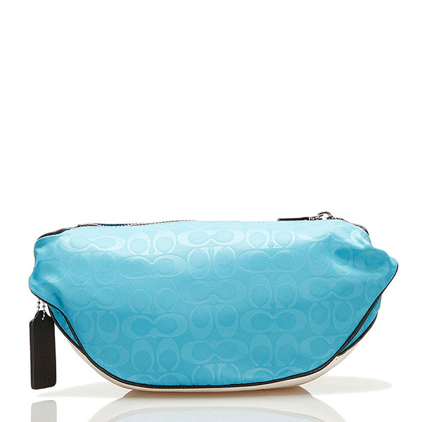 コーチ ボディバッグ ウエストバッグ C2047 ピンク ブルー レザー ナイロン レディース COACH 【中古】