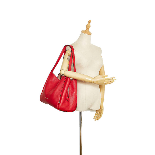 ケイトスペード ノット ラージショルダー ショルダーバッグ K4395 レッド レザー レディース Kate Spade 【中古】