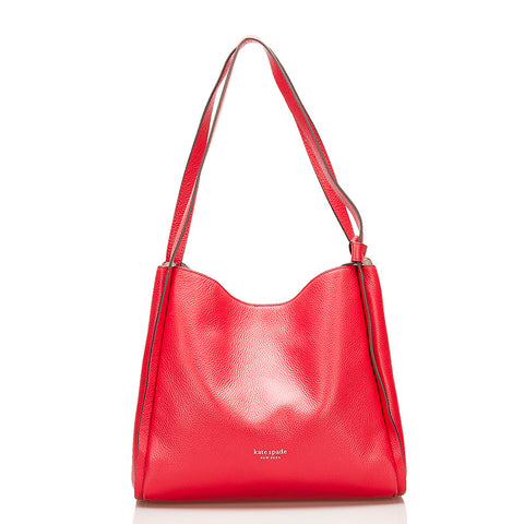 ケイトスペード ノット ラージショルダー ショルダーバッグ K4395 レッド レザー レディース Kate Spade 【中古】