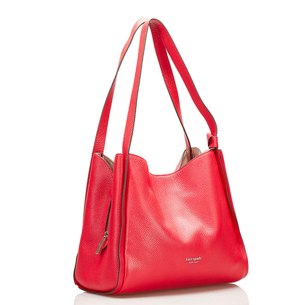 ケイトスペード ノット ラージショルダー ショルダーバッグ K4395 レッド レザー レディース Kate Spade 【中古】