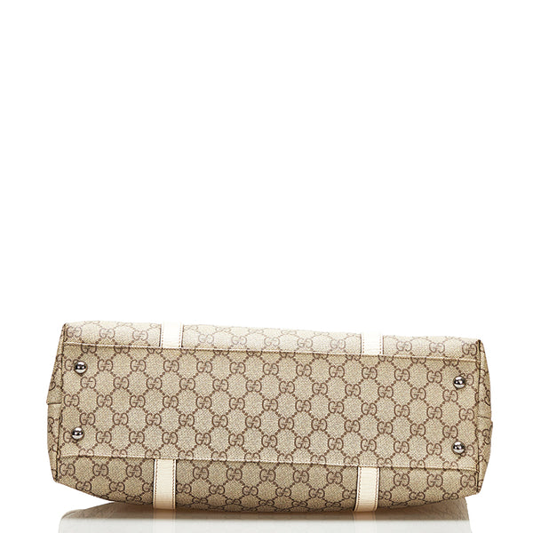 グッチ GGスプリーム トートバッグ ショルダーバッグ 114595 ベージュ アイボリー PVC レザー レディース GUCCI 【中古】