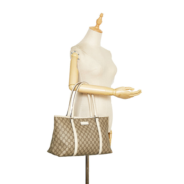 グッチ GGスプリーム トートバッグ ショルダーバッグ 114595 ベージュ アイボリー PVC レザー レディース GUCCI 【中古】