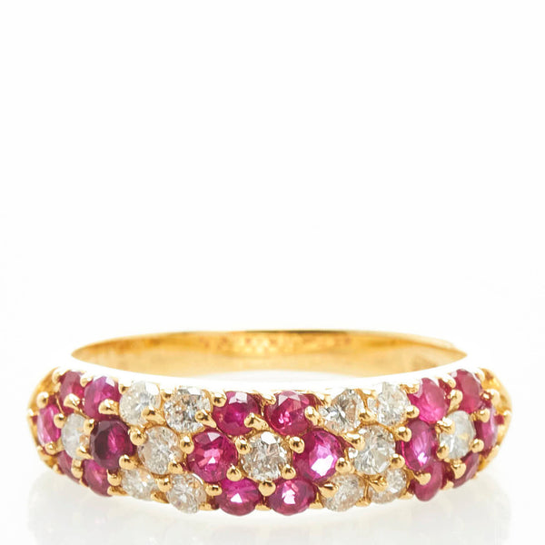 K18YG イエローゴールド ルビー0.80ct ダイヤ0.41ct リング 指輪 レディース 12号 【中古】