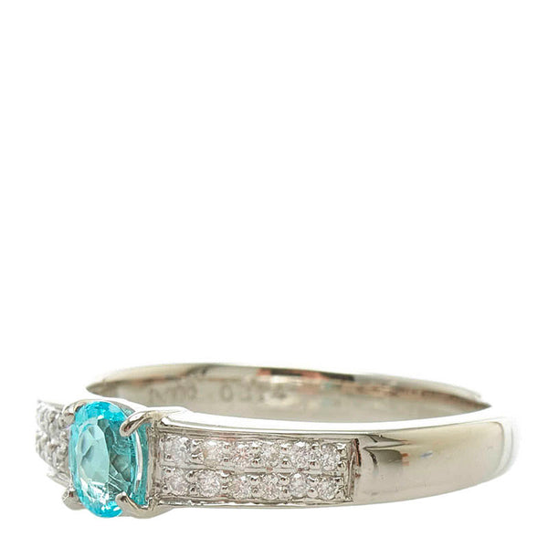 Pt900 プラチナ パライバトルマリン0.31ct ダイヤ0.14ct リング 指輪 レディース 13.5号 【中古】
