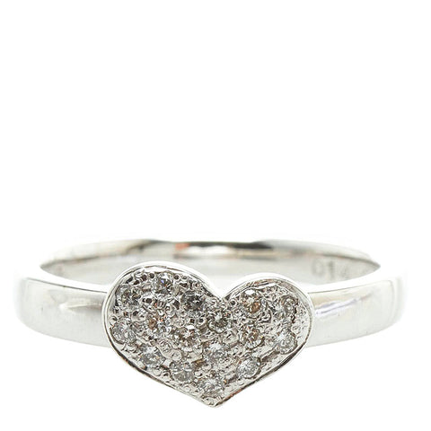 クレージュ K18WG ホワイトゴールド ダイヤ0.14ct ハート リング 指輪 レディース courreges 9号 【中古】