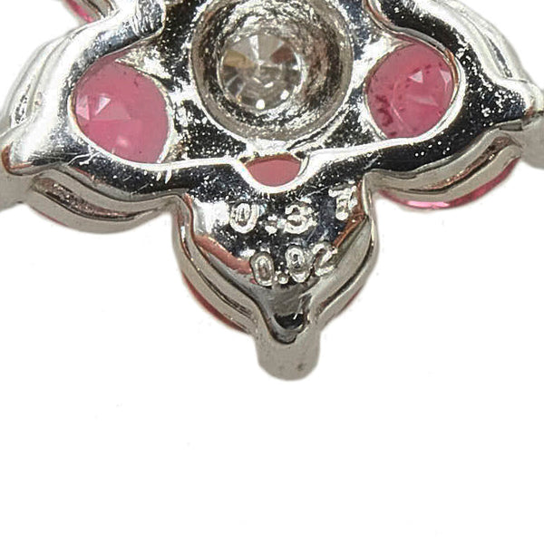 Pt900 プラチナ ピンクトルマリン0.74ct ダイヤ0.04ct フラワー ピアス レディース 【中古】