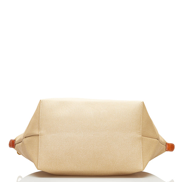 ロンシャン ハンドバッグ トートバッグ ベージュ ブラウン ラバー レザー レディース Longchamp 【中古】
