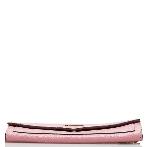 コーチ スタッズ 長財布 ピンク レザー レディース COACH 【中古】