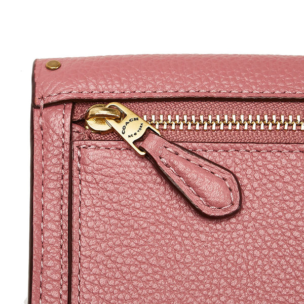 コーチ スタッズ 長財布 ピンク レザー レディース COACH 【中古】