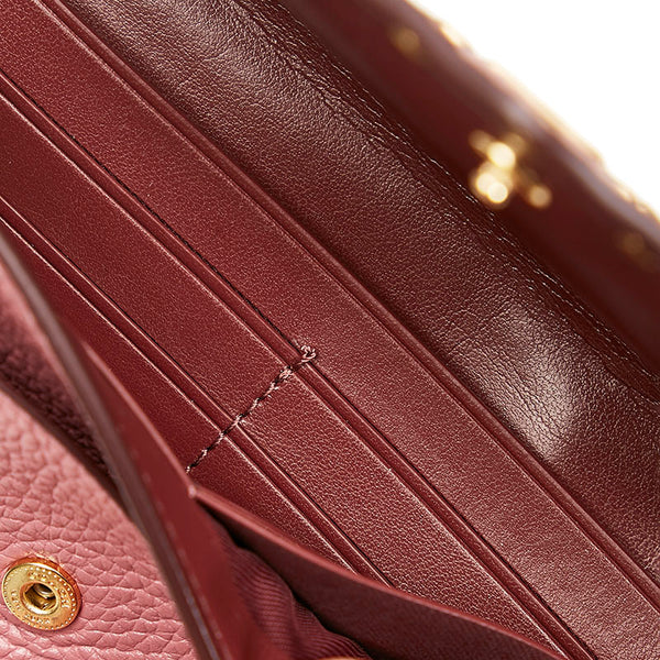 コーチ スタッズ 長財布 ピンク レザー レディース COACH 【中古】