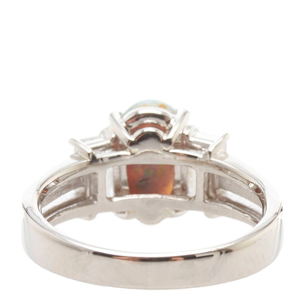 Pt900 プラチナ ブラックオパール1.27ct ダイヤ0.82ct カボションカット リング 指輪 レディース 10.5号 【中古】