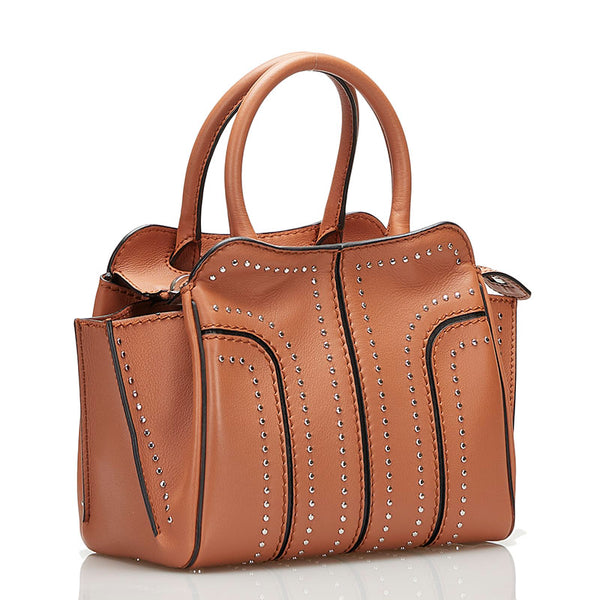 トッズ セラ スタッズ ハンドバッグ ショルダーバッグ 2WAY ブラウン レザー レディース TOD’S 【中古】