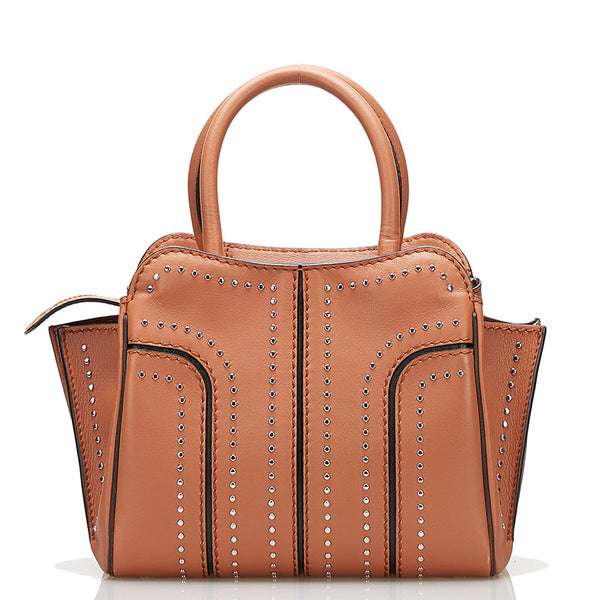 トッズ セラ スタッズ ハンドバッグ ショルダーバッグ 2WAY ブラウン レザー レディース TOD’S 【中古】