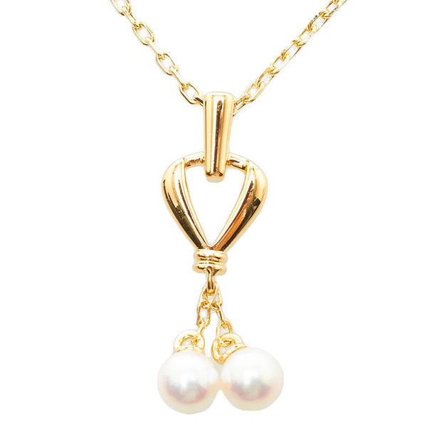 ミキモト K18YG イエローゴールド アコヤパール4mm ネックレス ペンダント レディース MIKIMOTO 【中古】