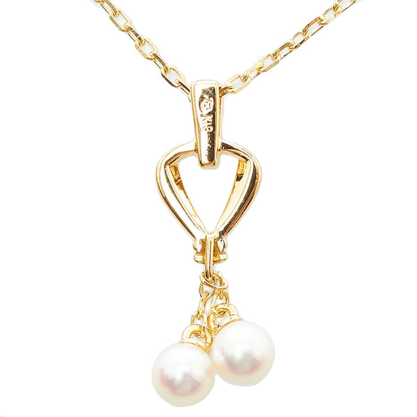 ミキモト K18YG イエローゴールド アコヤパール4mm ネックレス ペンダント レディース MIKIMOTO 【中古】
